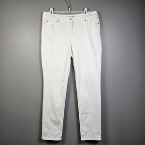 J. McLaughlin Women’s Slim-Leg Cotton Blend Stretch Pants Size 14 White
